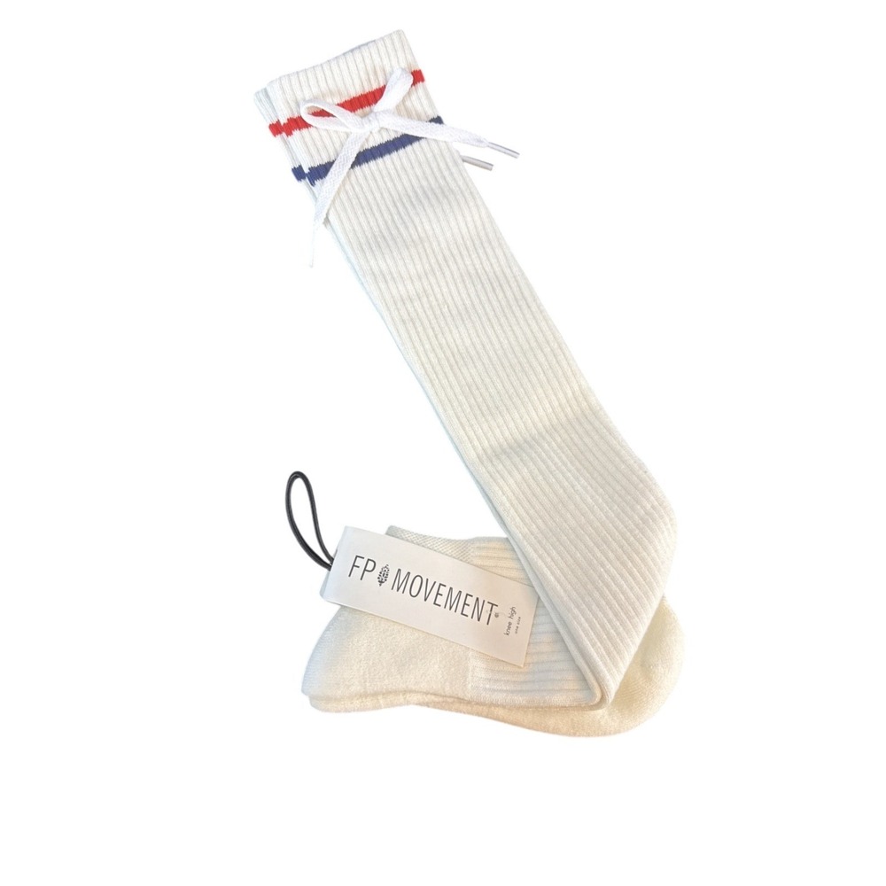 Free People Free Movement Stripe Knee High Gym Cheerleader Coquette Socks NWT OS